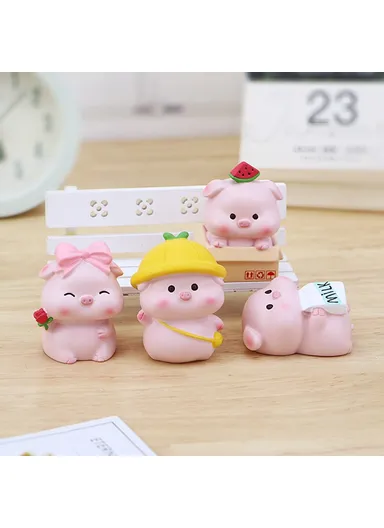 Mini Pig Figures Desktop Decor Office Table Ornaments Resin Cute Animal Figurines for Home / Office - 002 - A