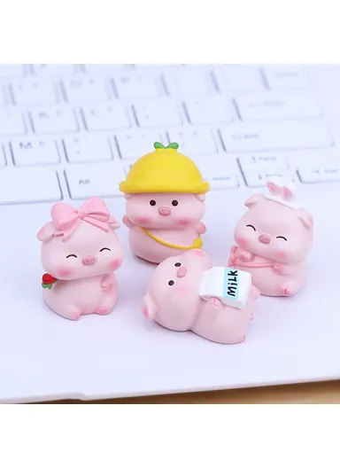 Mini Pig Figures Desktop Decor Office Table Ornaments Resin Cute Animal Figurines for Home / Office - 002 - A