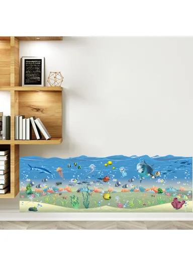 25x70cm Underwater World Waistline Wall Decal Sticker Removable Wallpaper Sticker for Living Room, Bedroom Decor YJ1317