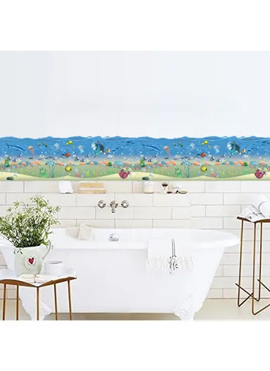 25x70cm Underwater World Waistline Wall Decal Sticker Removable Wallpaper Sticker for Living Room, Bedroom Decor YJ1317
