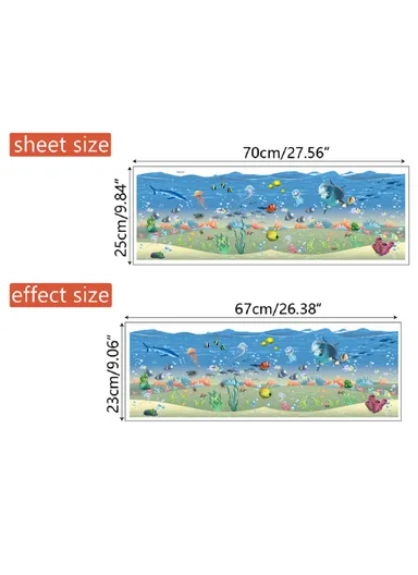 25x70cm Underwater World Waistline Wall Decal Sticker Removable Wallpaper Sticker for Living Room, Bedroom Decor YJ1317