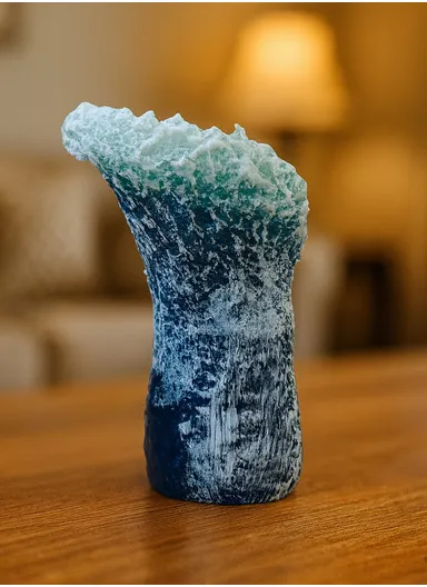 15cm Ocean Wave Resin Vase Living Room Bedroom Dining Table Modern Blue Decorative Vase
