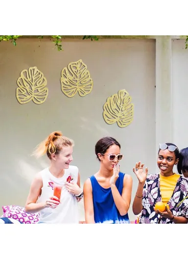 3Pcs Wooden Palm Leaf Sculpture Tropical Plant Touch of Nature Plaque Wall Decor for Living Room - Style 7