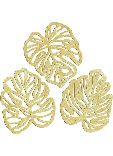 3Pcs Wooden Palm Leaf Sculpture Tropical Plant Touch of Nature Plaque Wall Decor for Living Room - Style 4