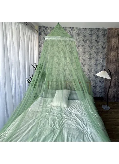 Breathable Hanging Mosquito Net Large Bed Polyester Canopy Curtain (D60 x H270)cm - Army Green