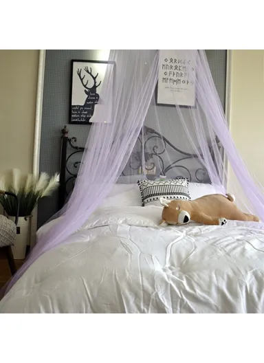 Breathable Polyester Mosquito Net Bed, Home Bed Canopy Curtain (D60 x H250)cm - Beige