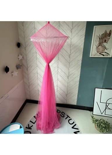 Breathable Polyester Mosquito Net Bed, Home Bed Canopy Curtain (D60 x H250)cm - Rose