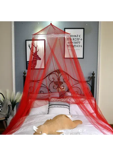 Breathable Polyester Mosquito Net Bed, Home Bed Canopy Curtain (D60 x H250)cm - Red