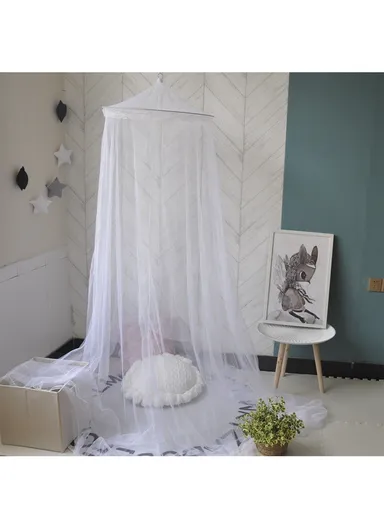 Breathable Polyester Mosquito Net Bed, Home Bed Canopy Curtain (D60 x H250)cm - White