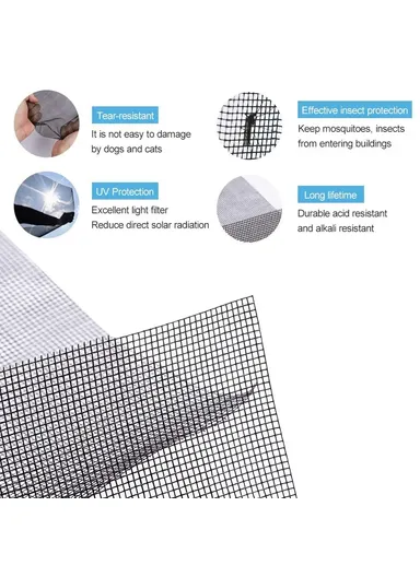 Fiberglass Insect Screen Mesh Easy Install Window Net For DIY Home &amp; Outdoor Use - White