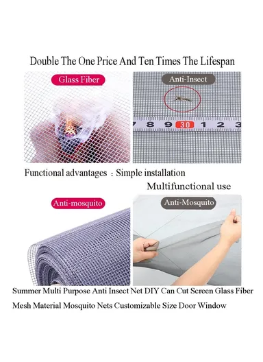 Fiberglass Insect Screen Mesh Easy Install Window Net For DIY Home &amp; Outdoor Use - White