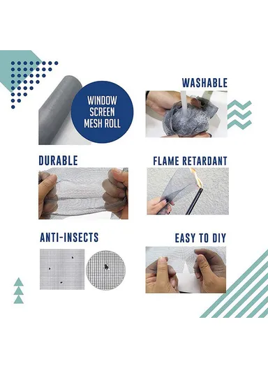 200 x 200cm Magnetic Mosquito Screen Fiberglass Household Window Mesh Insect Net Curtain - White+Grey