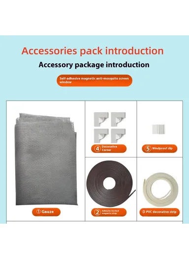 200 x 200cm Magnetic Mosquito Screen Fiberglass Household Window Mesh Insect Net Curtain - White+Grey