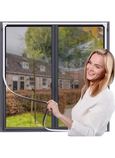 200 x 200cm Magnetic Mosquito Screen Fiberglass Household Window Mesh Insect Net Curtain - White+Grey