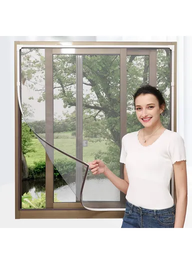 200 x 200cm Magnetic Mosquito Screen Fiberglass Household Window Mesh Insect Net Curtain - White+Grey
