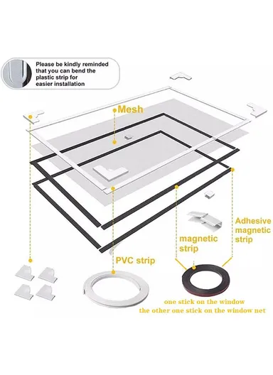 200 x 200cm Magnetic Mosquito Screen Fiberglass Household Window Mesh Insect Net Curtain - White+Grey