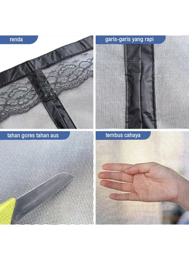 100x210cm Fiberglass Magnetic Door Screen Self-Adhesive Mesh Curtain for Home Use - White