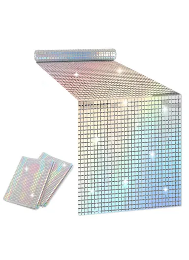 30x275cm Disco Mirror Sequin Plaid Table Runner European Wedding Party New Year Decoration