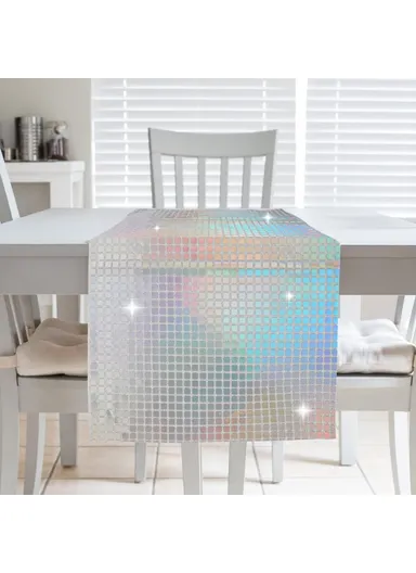 30x275cm Disco Mirror Sequin Plaid Table Runner European Wedding Party New Year Decoration