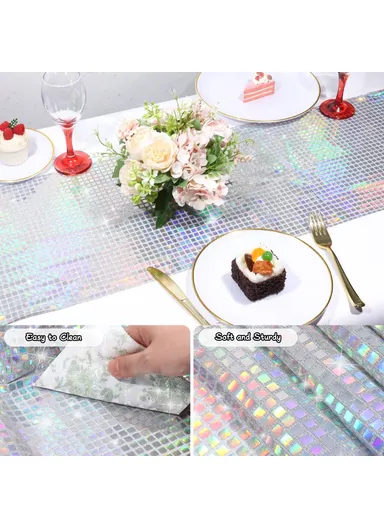 30x275cm Disco Mirror Sequin Plaid Table Runner European Wedding Party New Year Decoration