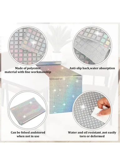 30x275cm Disco Mirror Sequin Plaid Table Runner European Wedding Party New Year Decoration