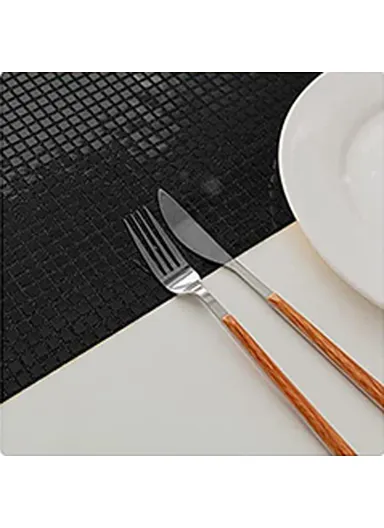 30x45cm Sequin Plaid Placemat Party Home Decor Polyester Table Protection Mat - Black