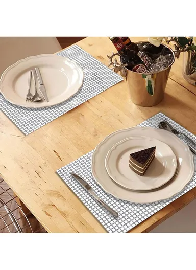 30x45cm Sequin Plaid Placemat Party Home Decor Polyester Table Protection Mat - Red