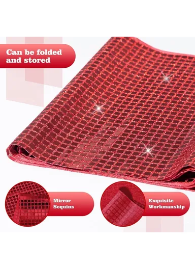 30x275cm Disco Mirror Sequin Plaid Table Runner European Wedding Party New Year Decor Tablet Flag - Red