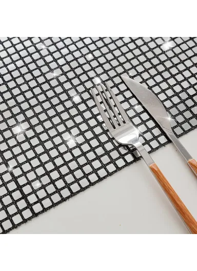 30x180cm Disco Mirror Sequin Plaid Table Runner European Wedding Party New Year Decor Tablet Flag - Black+Silver