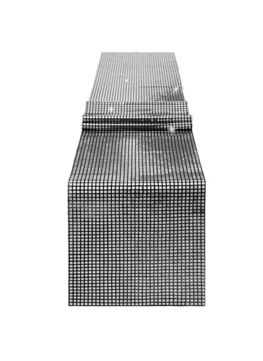 30x120cm Disco Mirror Sequin Plaid Table Runner European Wedding Party New Year Decor Tablet Flag - Black+Silver