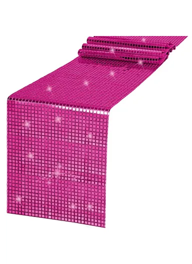 30x120cm Disco Mirror Sequin Plaid Table Runner European Wedding Party New Year Decor Tablet Flag - Rose