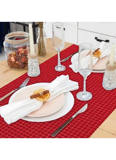 30x120cm Disco Mirror Sequin Plaid Table Runner European Wedding Party New Year Decor Tablet Flag - Red