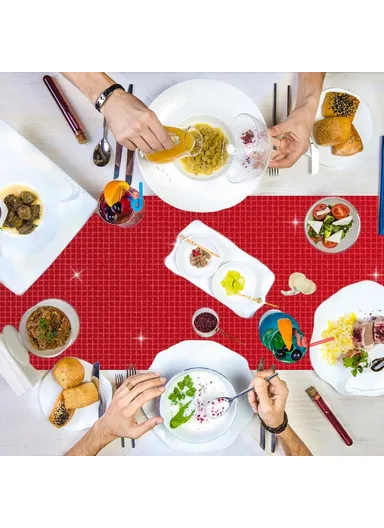 30x120cm Disco Mirror Sequin Plaid Table Runner European Wedding Party New Year Decor Tablet Flag - Red