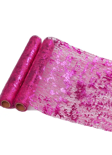 28x900cm Hot Stamping Foil Mesh Table Runner Holiday Party Wedding Decor Polyester Table Flag - Rose