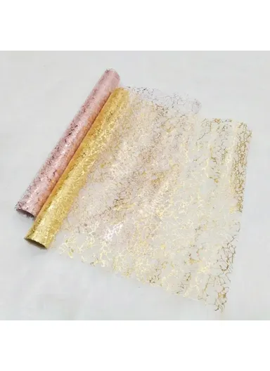 28 x 275cm Gold Foil Mesh Tablecloths Light Luxury Table Runner for Party Wedding Decoration - Organdy