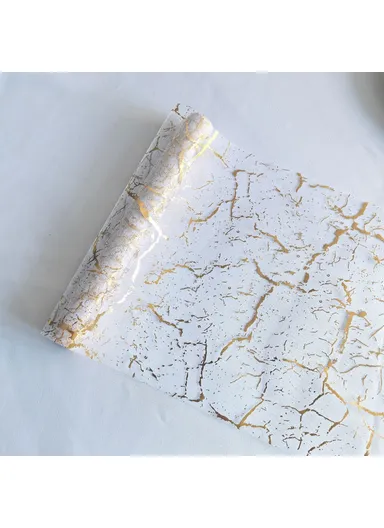 28 x 275cm Gold Foil Mesh Tablecloths Light Luxury Table Runner for Party Wedding Decoration - Marble