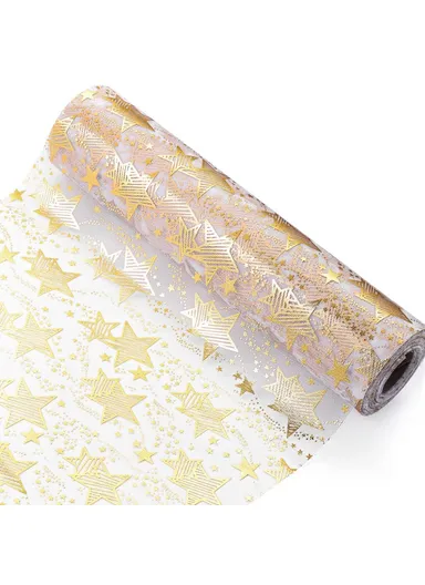 28 x 275cm Gold Foil Mesh Tablecloths Light Luxury Table Runner for Party Wedding Decoration - Stars