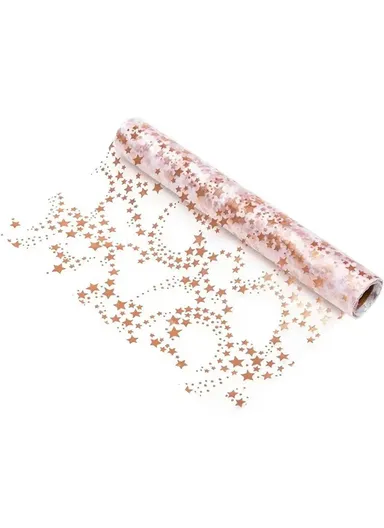 28 x 275cm Gold Foil Mesh Tablecloths Light Luxury Table Runner for Party Wedding Decoration - Rose Gold Stars