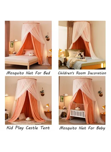 1.8-2m Polyester Bed Canopy Blackout Dome Bed Netting Canopy Dustproof Mosquito Net Bed 003 - Princess / Dark Grey