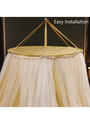 1.8-2m Polyester Bed Canopy Blackout Dome Bed Netting Canopy Dustproof Mosquito Net Bed 003 - Princess / Dark Grey
