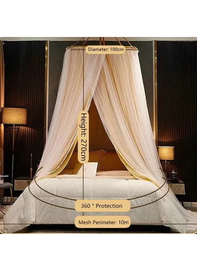 1.8-2m Polyester Bed Canopy Blackout Dome Bed Netting Canopy Dustproof Mosquito Net Bed 003 - Princess / Dark Grey