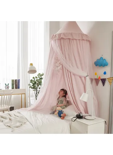 1.8-2m Polyester Bed Canopy Blackout Dome Bed Netting Canopy Dustproof Mosquito Net Bed 003 - Princess / Pink