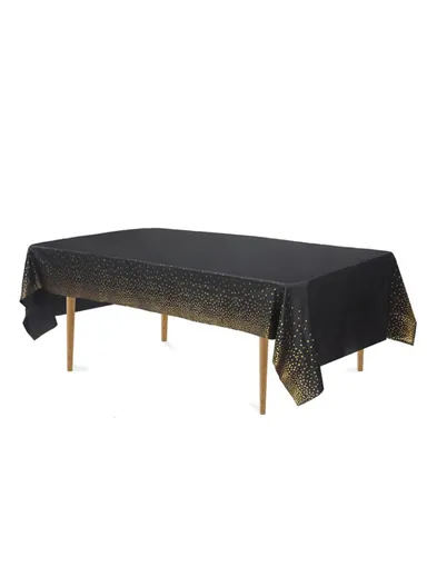 Rectangular Event &amp; Outdoor Activity Tablecloth, Disposable Waterproof Oilproof PEVA Table Mat (L274xW137)cm - Black