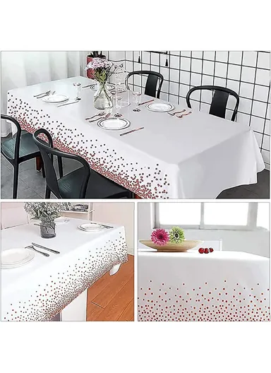 Rectangular Event &amp; Outdoor Activity Tablecloth, Disposable Waterproof Oilproof PEVA Table Mat (L274xW137)cm - Black