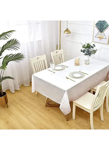 Rectangular Event &amp; Outdoor Activity Tablecloth, Disposable Waterproof Oilproof PEVA Table Mat (L274xW137)cm - Black