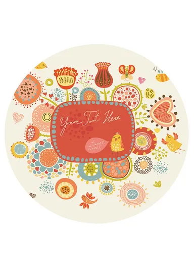 Cartoon Round Carpet Absorbent Floor Mat Diameter 100cm Non-Slip Polyester Rug - Garden