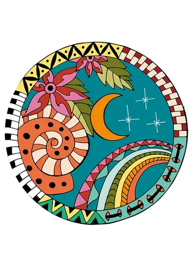 Cartoon Round Carpet Absorbent Floor Mat Diameter 100cm Non-Slip Polyester Rug - Night Sky