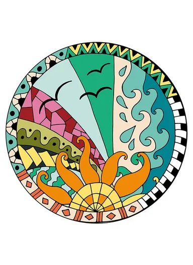 Cartoon Round Carpet Absorbent Floor Mat Diameter 100cm Non-Slip Polyester Rug - Sunrise