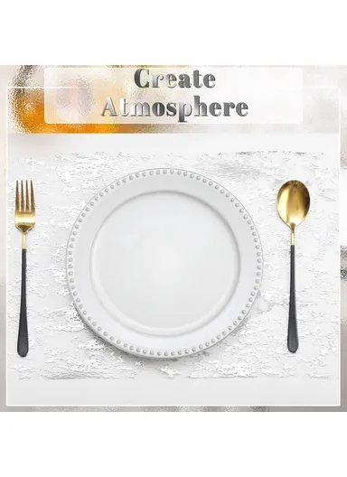 4Pcs Hot Stamping Foil Table Runner Holiday Party Wedding Decor Polyester Mesh Table Flag (L28 x W45)cm - Silver Star