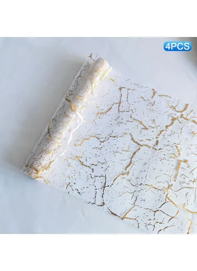 4Pcs Hot Stamping Foil Table Runner Holiday Party Wedding Decor Polyester Mesh Table Flag (L28 x W45)cm - Marble